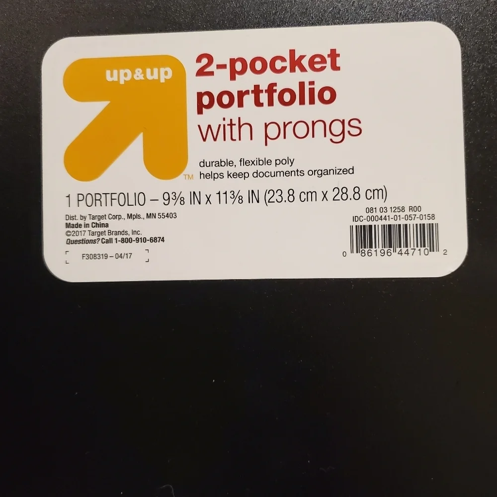 20 Pack Target Up & Up Black 2 Pocket Portfolio Folders Prong Office Durable NEW